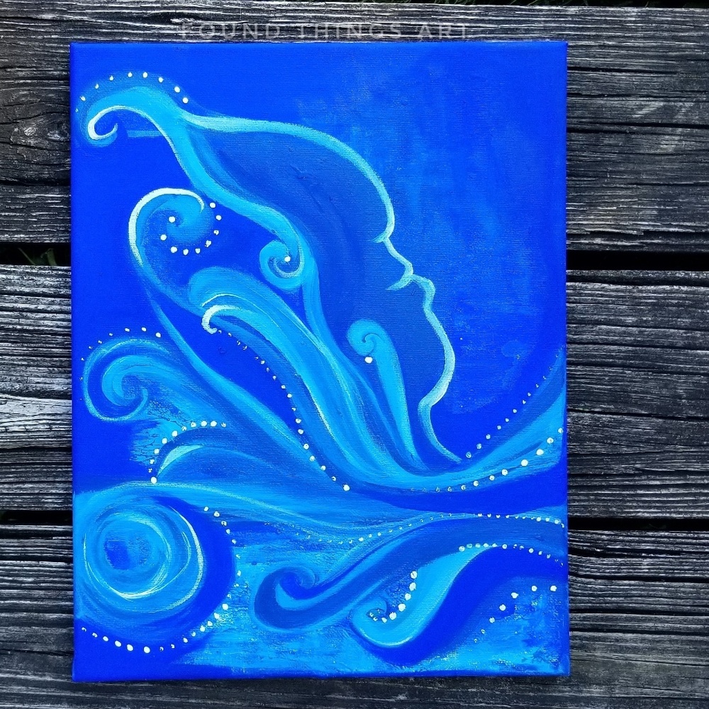 Ocean Canvas Art Original Painting Blue Roar